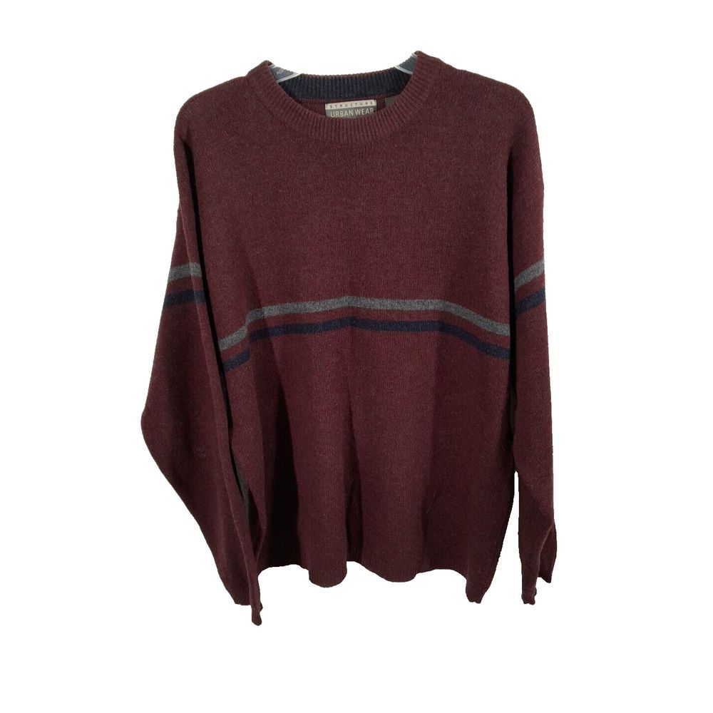 Structure Urban‎ Wear Sweater Mens XL Maroon 100% Lambs Wool